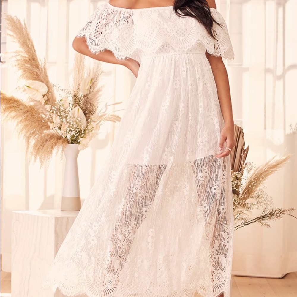 NWT white lace off the shoulder dress